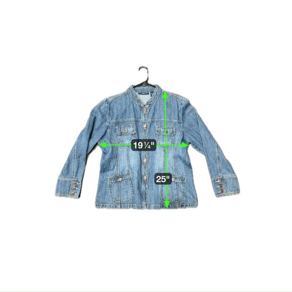 Bill Blass Jeans Denim Button Front Jacket Denim Blue Size XL Petite Classic - Picture 7 of 10